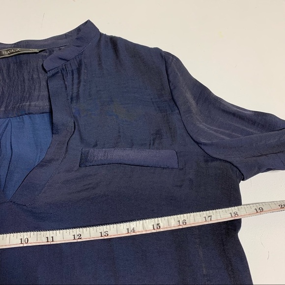 Zara XS navy blue silky blouse - Picture 5 of 6